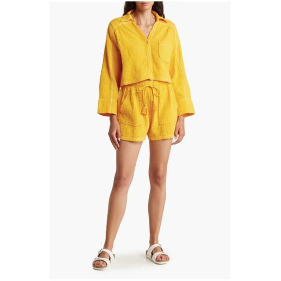 NWT AVEC LES FILLES Cotton Gauze Top & Shorts In Soft Tangerine L - Picture 9 of 9